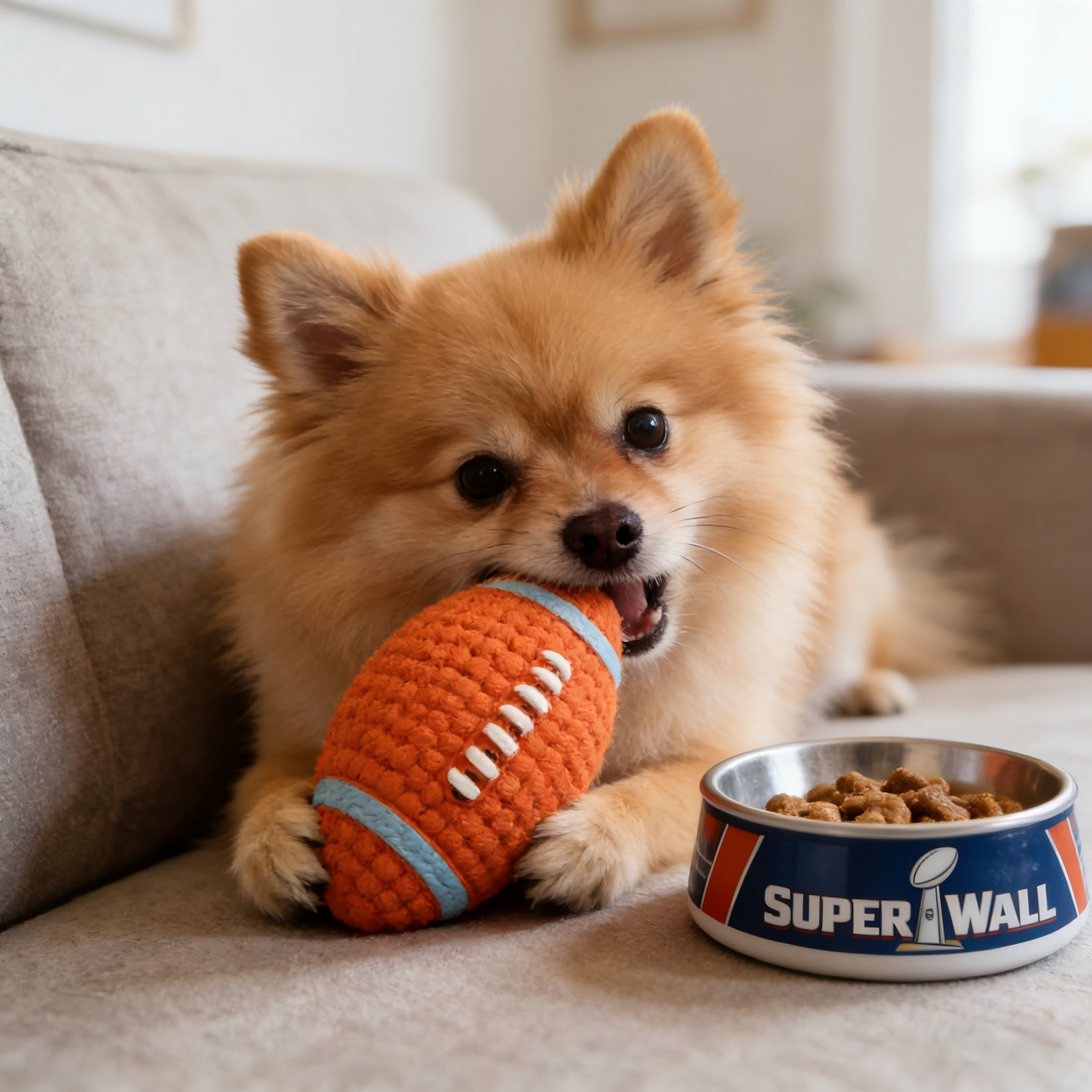 🐶 Super Bowl for Pups! Dental Chew Squeaker Ball – Champion Fun + Healthy Smiles 🏈