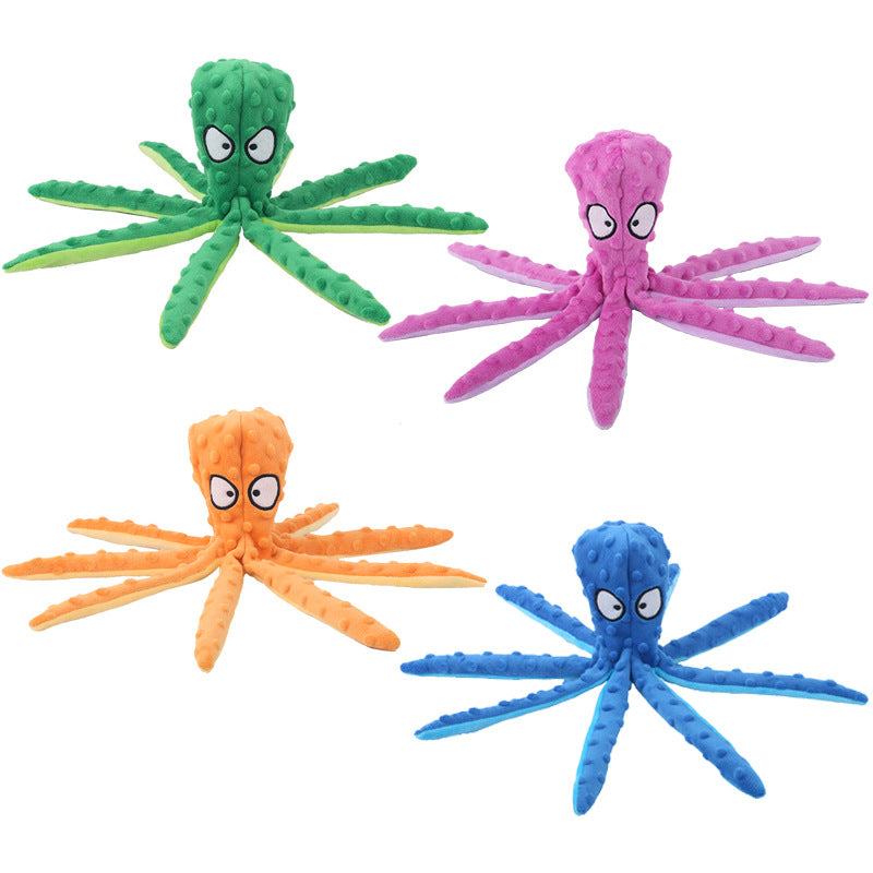Pet Unstuffed Plush Toy Octopus Crinkle Paper Squeaker
