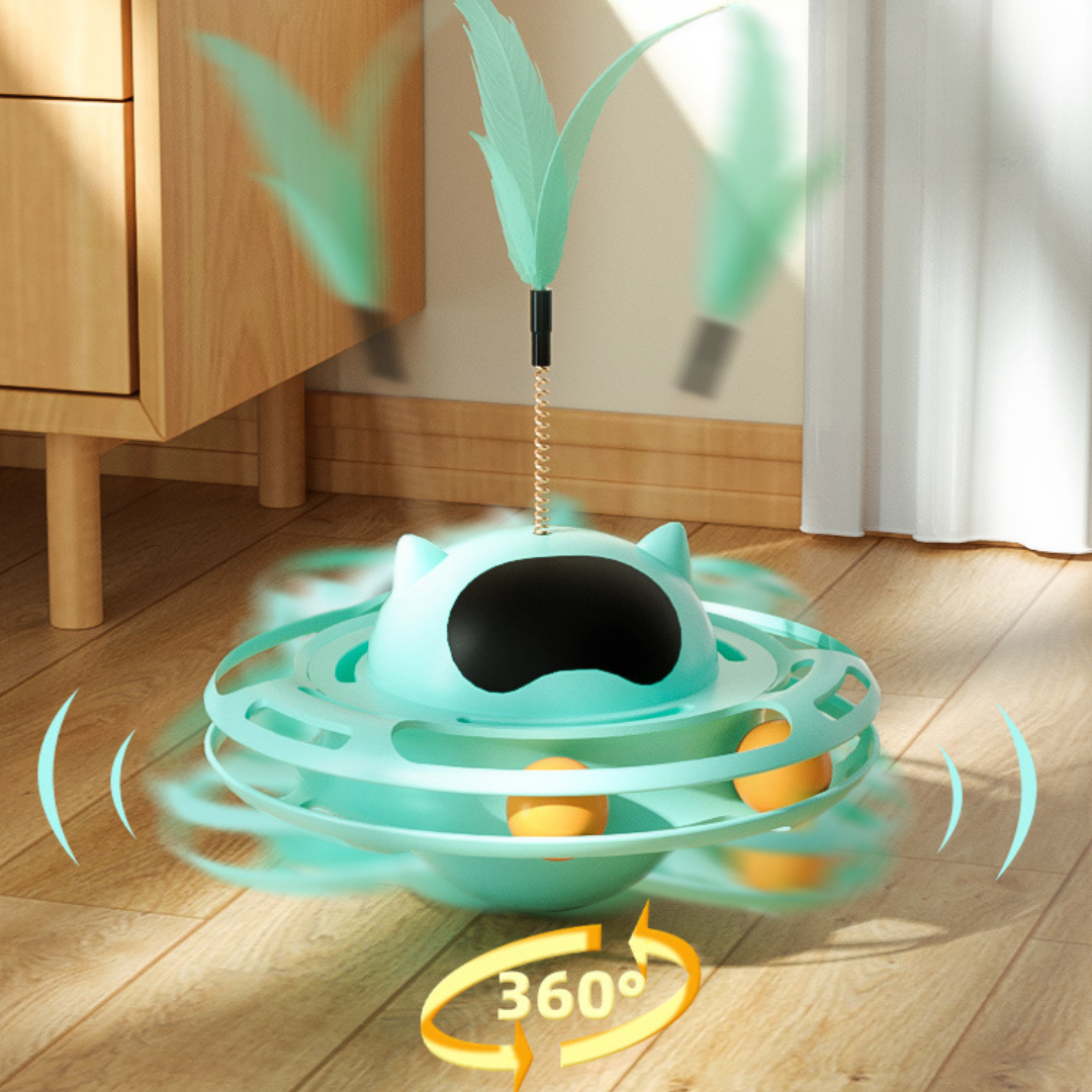 Cat Feather Tumbler Ball Tracks Interactive Cat Toys
