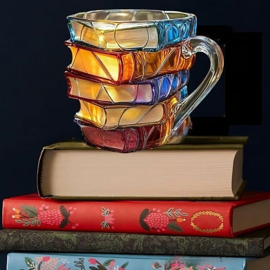 📖❤️ Sip with Your Favorite Stories: Hand-Painted Book Mug (Perfect Gift for Bookworms!)