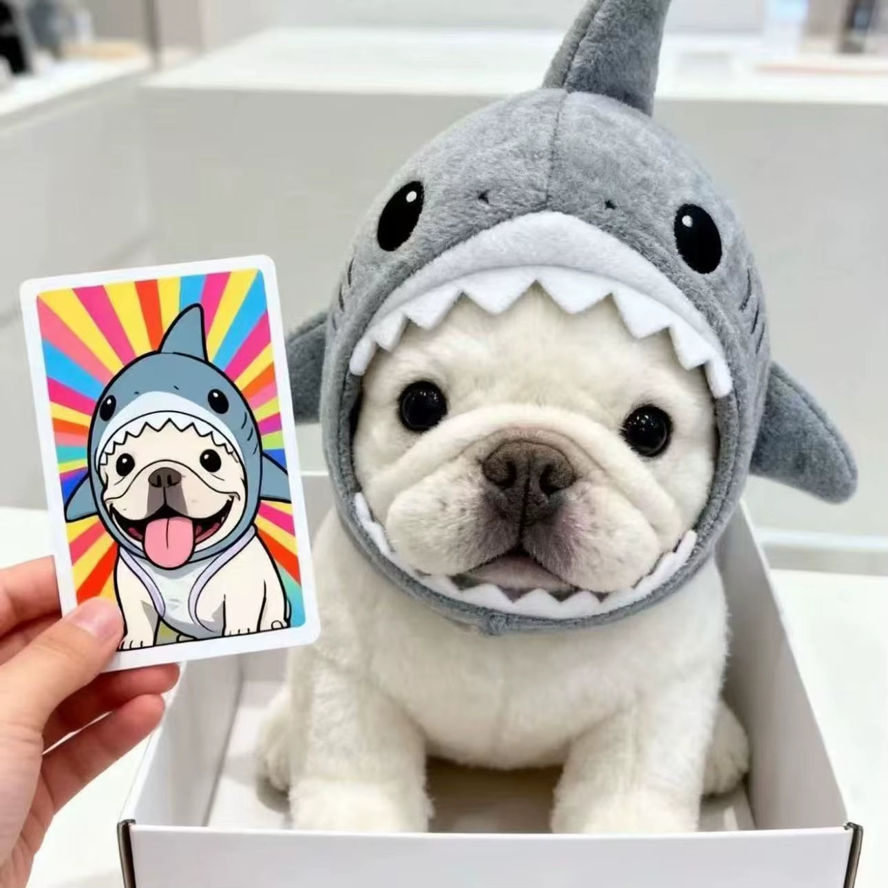 ✨ Pet Shark Plush Headdress | Cat & Dog Hat for Fadou/Corgi + Doll Pendant Decoration