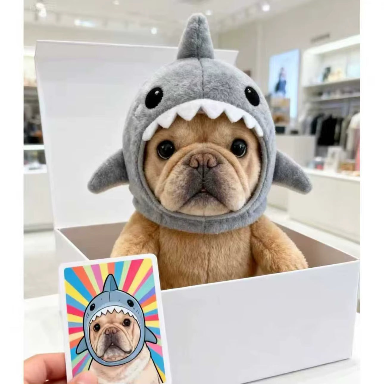 ✨ Pet Shark Plush Headdress | Cat & Dog Hat for Fadou/Corgi + Doll Pendant Decoration