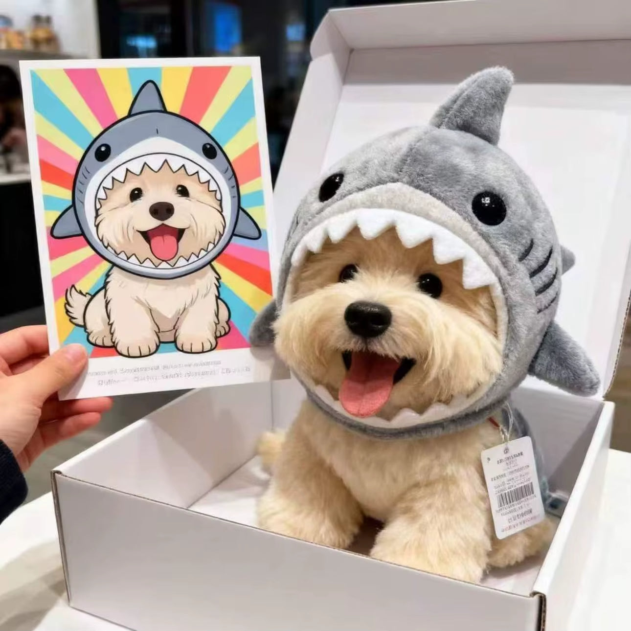 ✨ Pet Shark Plush Headdress | Cat & Dog Hat for Fadou/Corgi + Doll Pendant Decoration