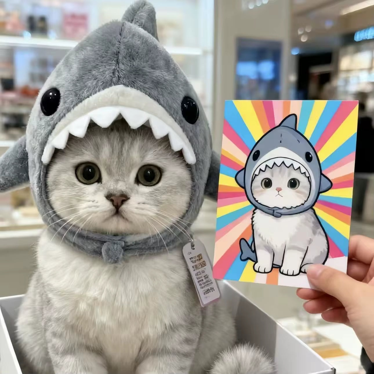 ✨ Pet Shark Plush Headdress | Cat & Dog Hat for Fadou/Corgi + Doll Pendant Decoration
