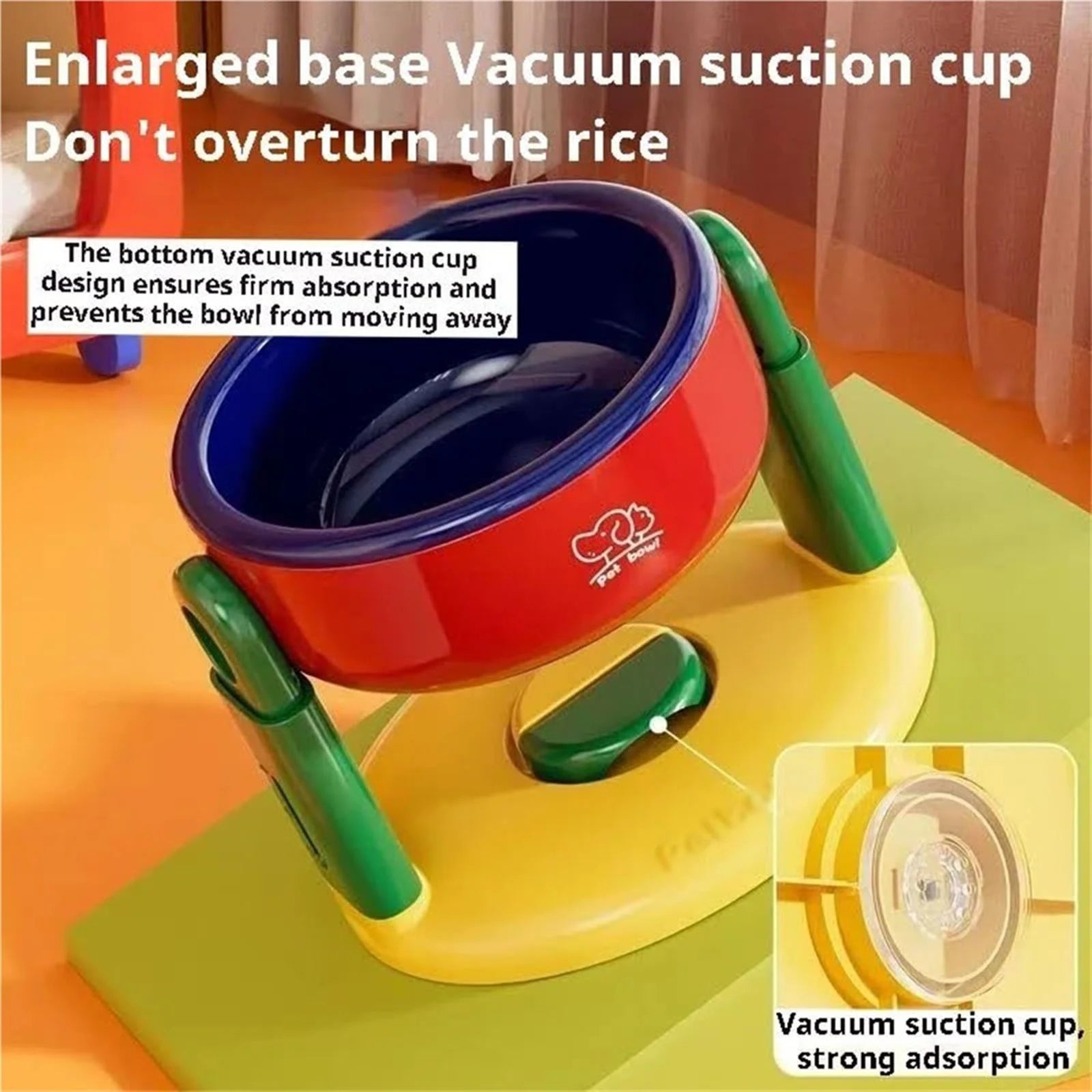 🐶😺 Adjustable Height Pet Bowl: Anti-Tip Suction Base for Dogs & Cats