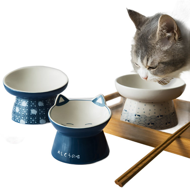 Japanese Style Cat Bowl Ceramic Waterer
