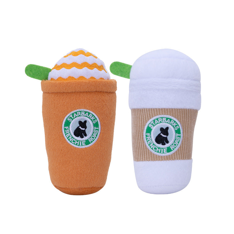 Dog Plush Squeaky Toys Coffee Cup