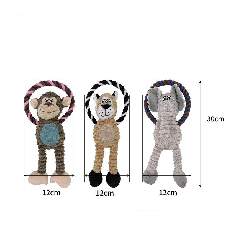 Pet Dog Rope Ring Plush Squeaky Toys
